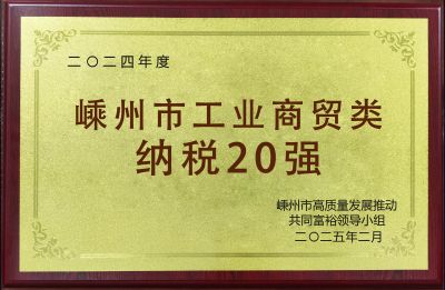 2024年度嵊州市工業(yè)商貿類納稅20強